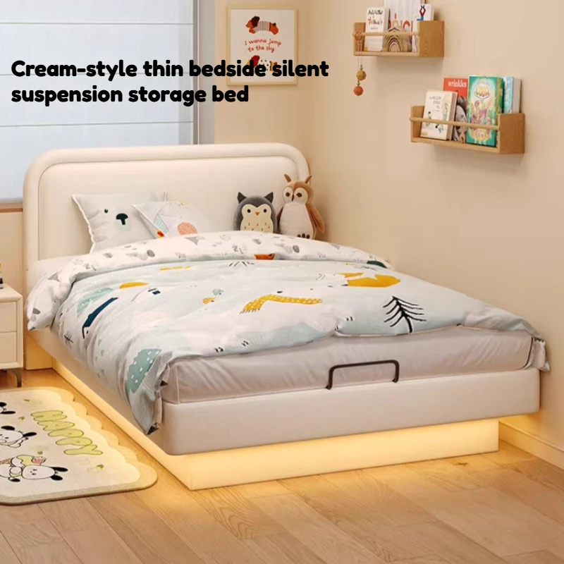 

Queen Size Luxury Bed Wood White Leather Two Persons Multifunctional Bed Platform Modern Luxury Cama De Casal Home Furniture