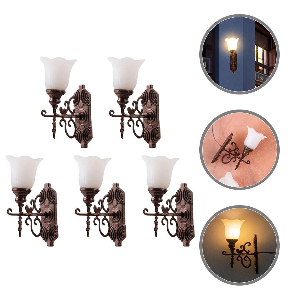 

5pcs Micro Landscaping Lamp Decors Wall Light Adornments Sand Table Diy Materials Mini Wall Lamp Lamp Model