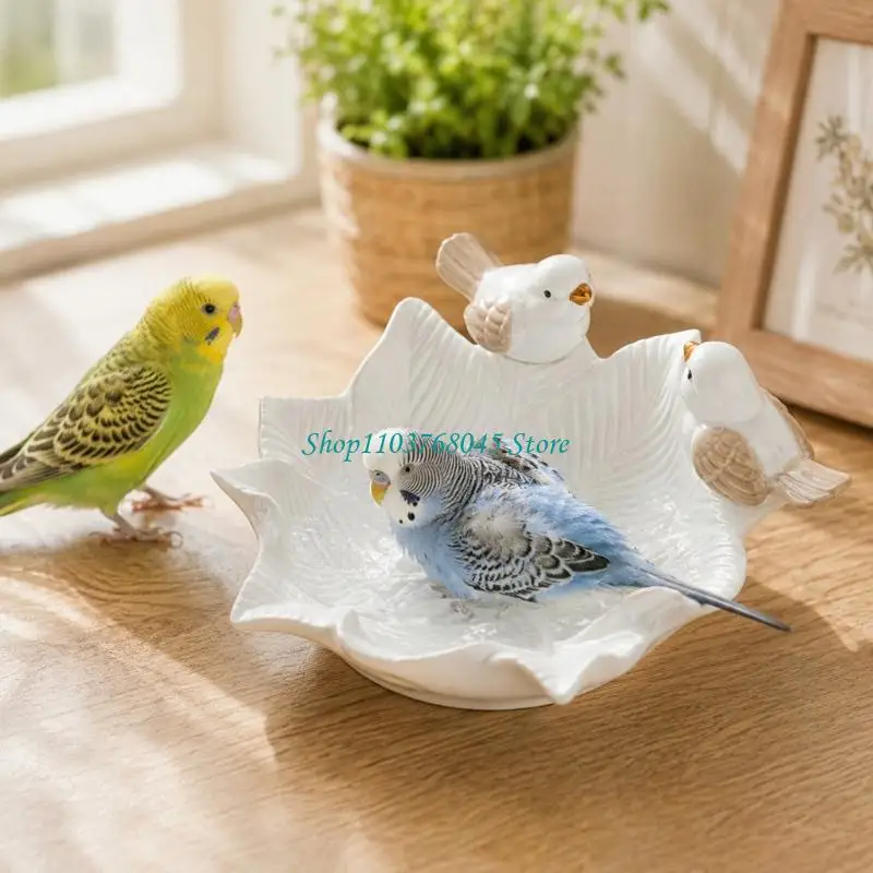 R53F Ceramic bird drinking and feeding bowl for garden balcony Ceramic Birdbaths