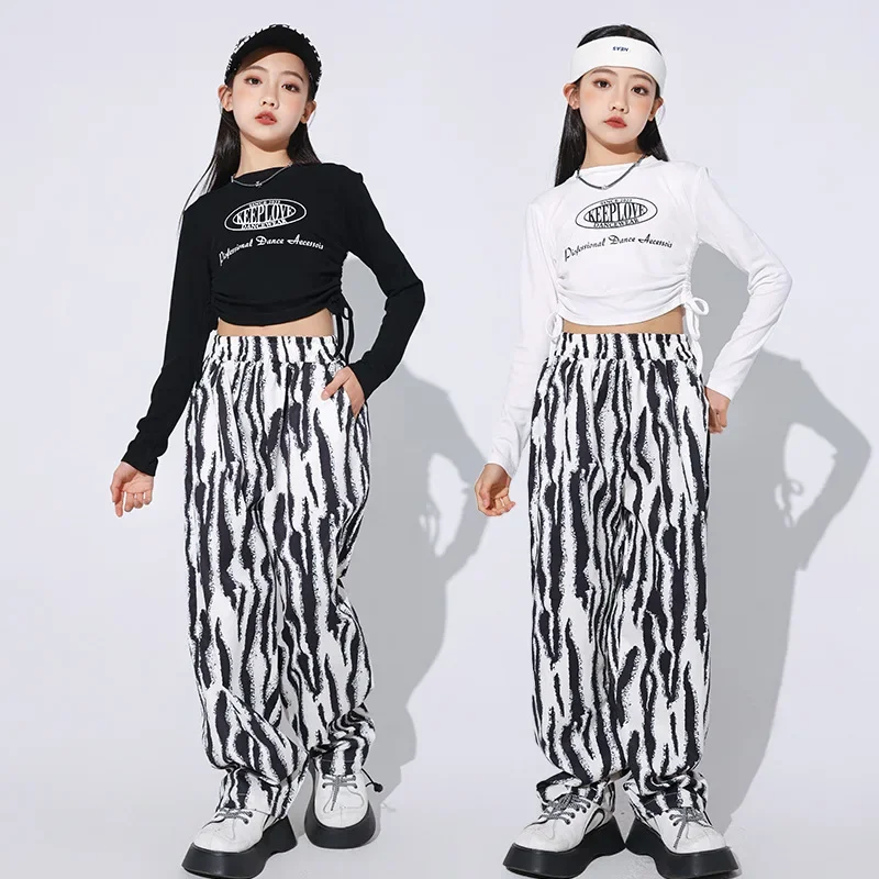 

Children Street Dance Hip Hop Clothes Girls Jazz Dance Costume Long Sleeves Suit Teen Crop Tops Baggy Pants Performance Outfits