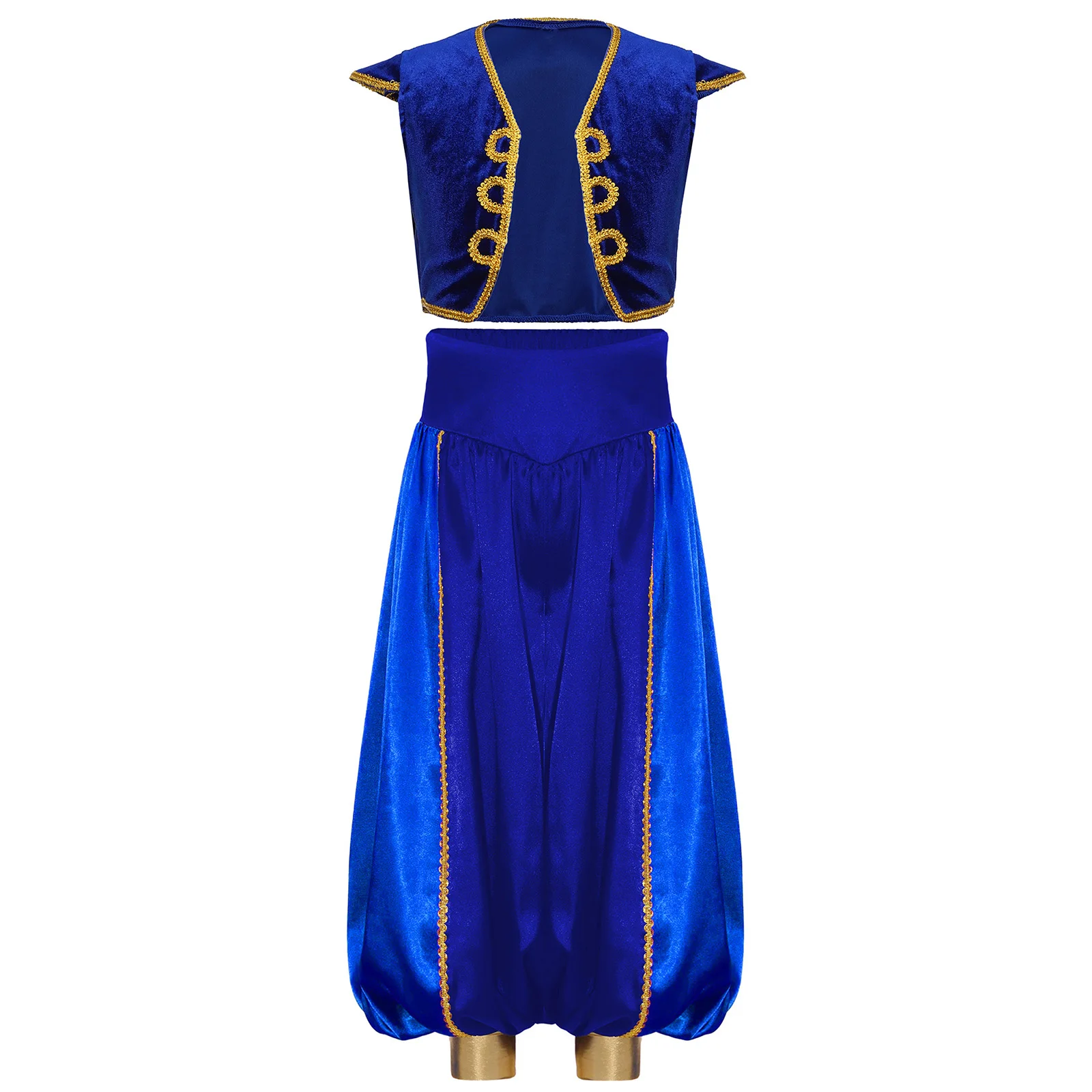 Kids Boys Arabian Prince Cosplay Costume Vest Pants Set for Children Halloween Party Clothes Boys Mythical Fancy Dress Outfit