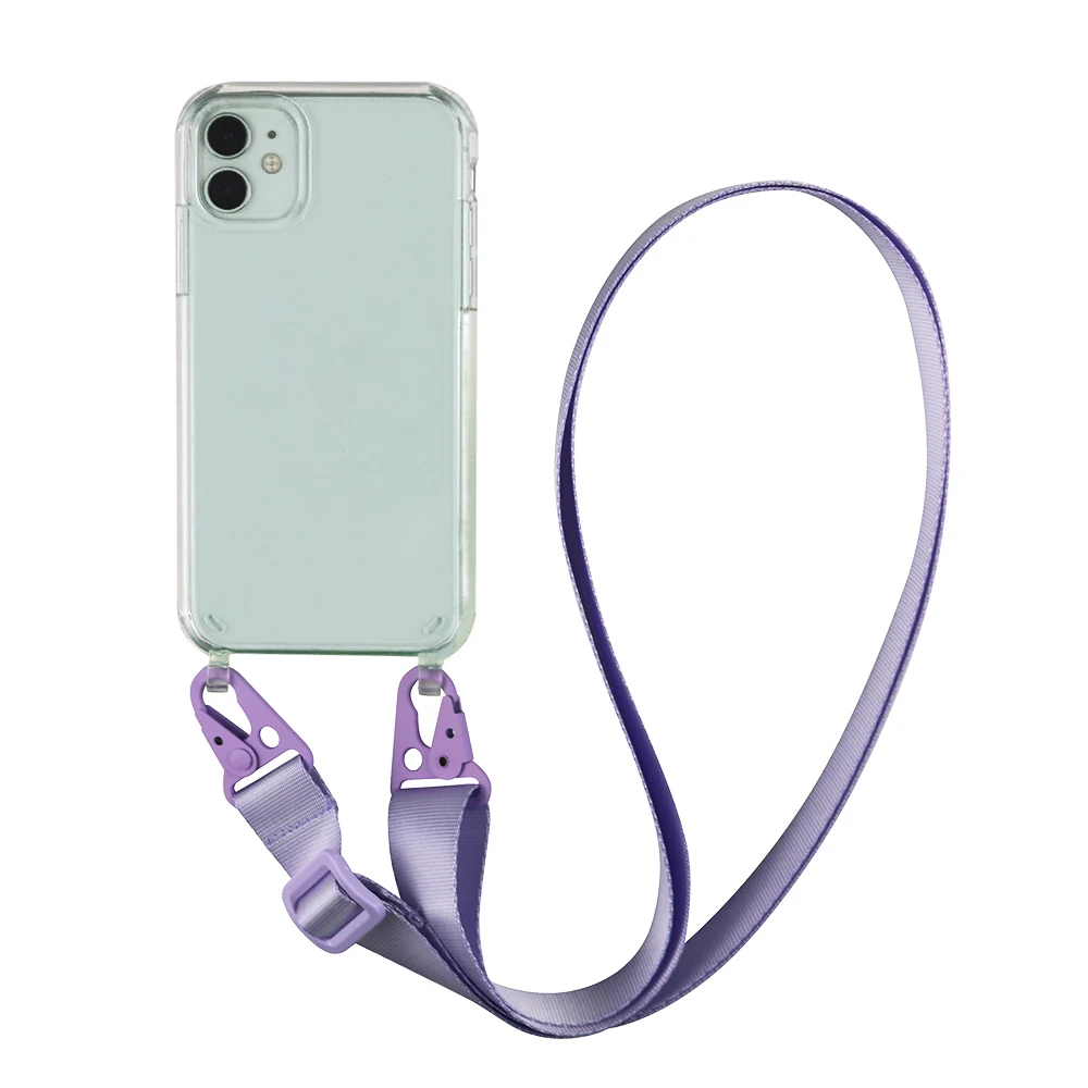 Transparent TPU+PC Crossbody Necklace Phone Case For iPhone 15 Pro 14 12 11 Pro Max XS XR X 6 8 7 Plus Fashion Lanyard Cover