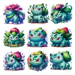 Cute watercolor Bulbasaur self-adhesive Clothing thermoadhesive patches printing for clothes heat transfer vinyl iron on