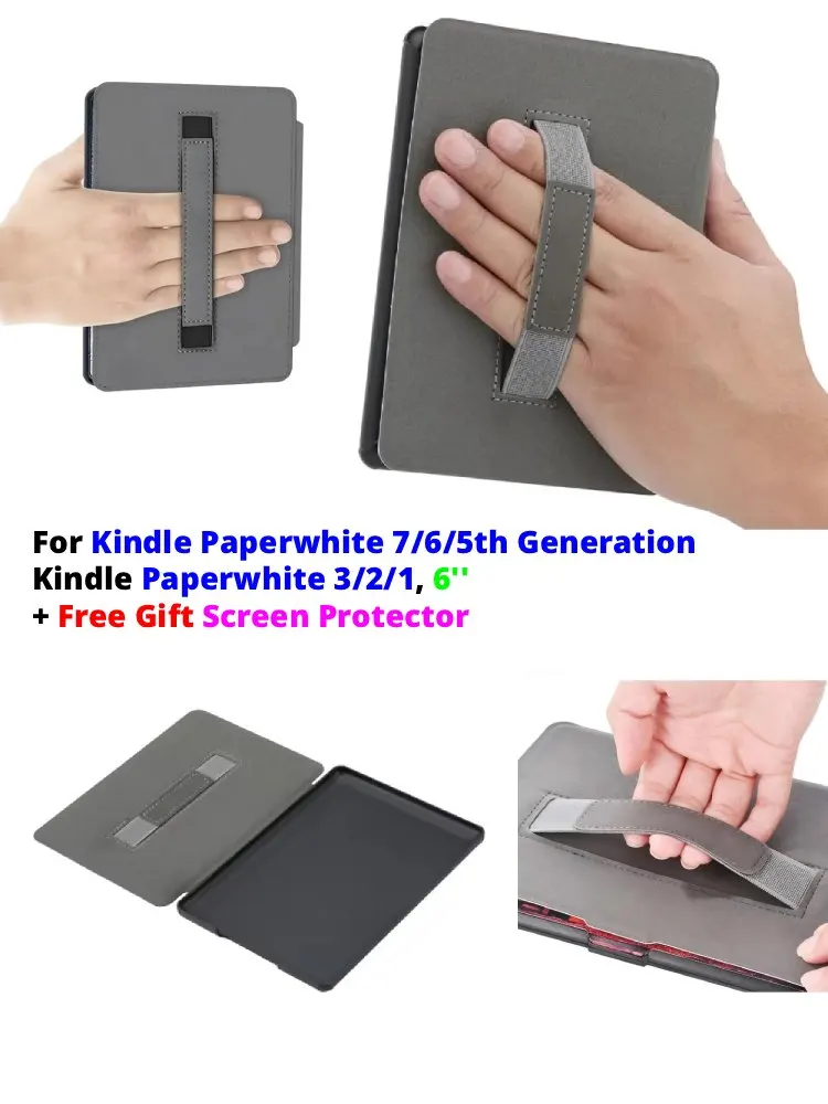 For Kindle Paperwhite 7/6/5th Gen Case with Hand Strap+Screen Protector Sleep/Wake 6 Inch DP75SDI EY21 Paperwhite 3/2/1 Cover