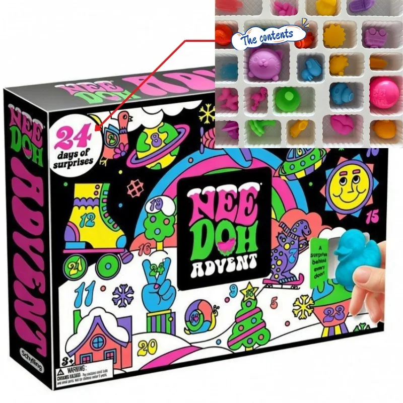 Needoh's New Christmas Countdown Calendar In 2026, Treasure Hunt, New Year's Surprise, Blind Box Toy Party And Holiday Gift Box.