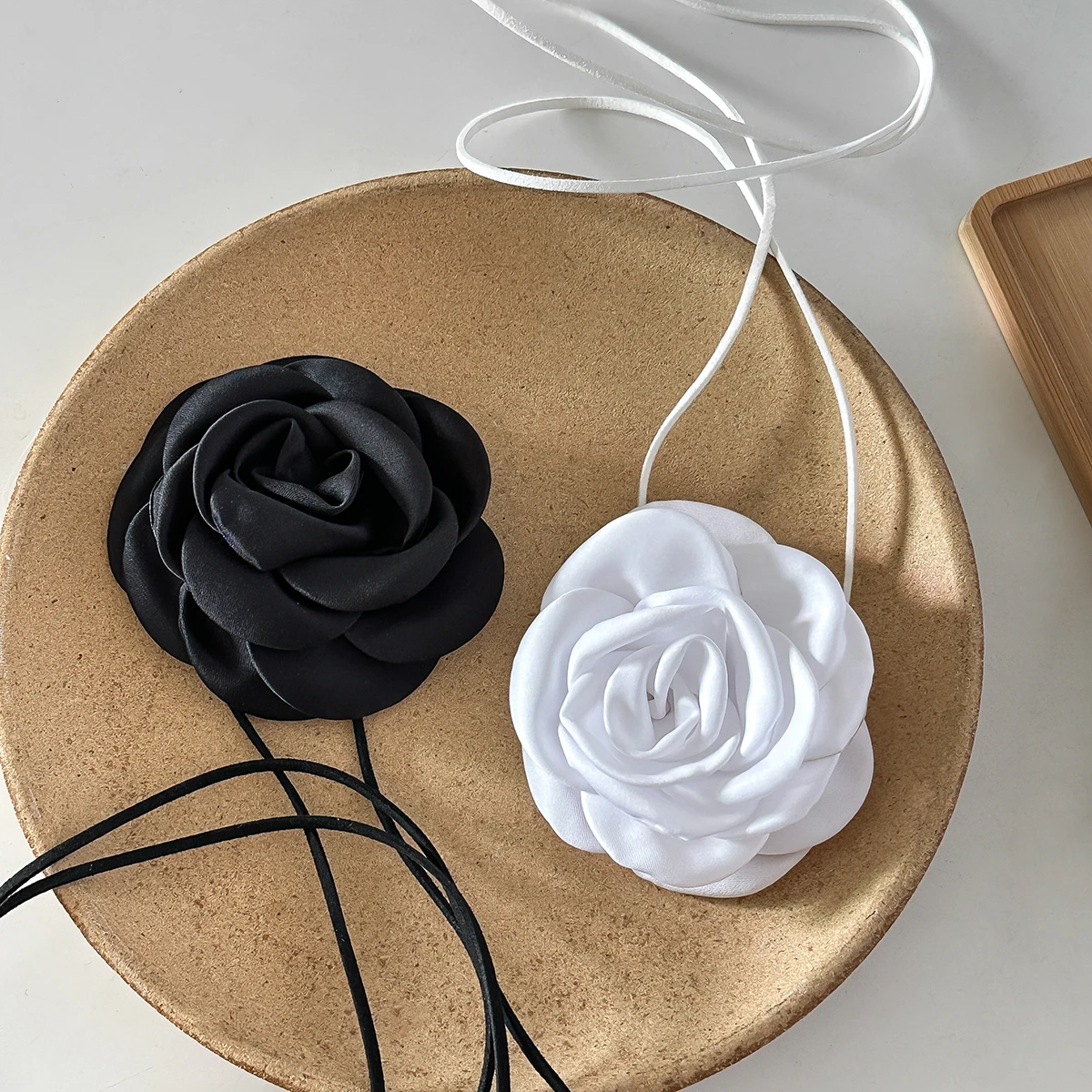 IngeSight.Z Romantic Black Big Rose Flower Long Rope Choker Necklace Women Sexy Korean Velvet Bowknot Clavicle Chain Party Gift