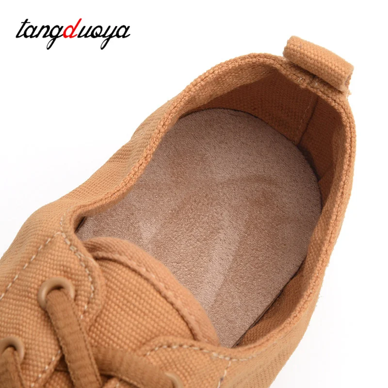 Canvas Jazz Boots Shoes Women Lace Up Jazz Shoes Men Cotton Canvas Upper Suede Sole Rubber Sole Dance Shoes Kids