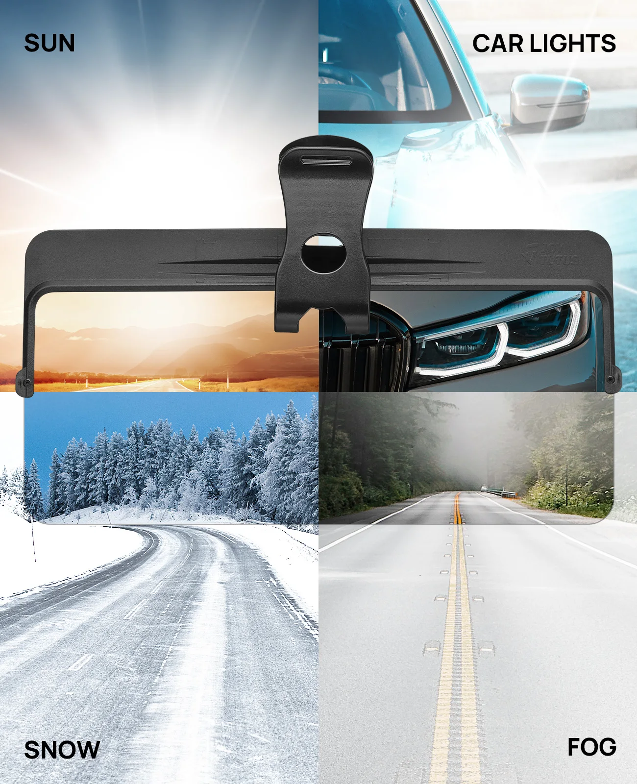 Universal Car SUVs Trucks Adjustable Blocker Polarized Sunshade Plate Car Sun Visor Anti-Dazzle Anti-UV Rotatable Clear Vision