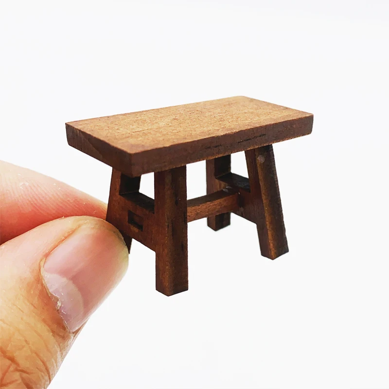 Mini Simulation Bank Retro Holz Stuhl Modell Puppenhaus Zubehör Miniatur Möbel Kinder Spielen Haus Wohnzimmer Spielzeug