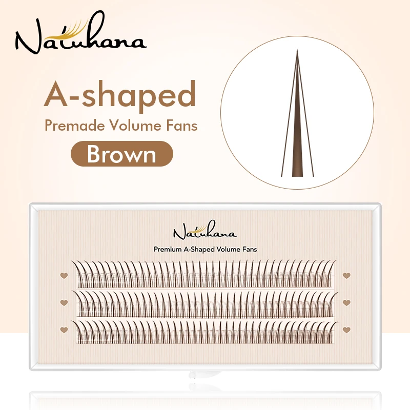 NATUHANA  Black Brown A/M Shape Premade Eyelashes Makeup Individual Lashes Cluster Spikes Lash Wispy Fluffy False Eyelashes