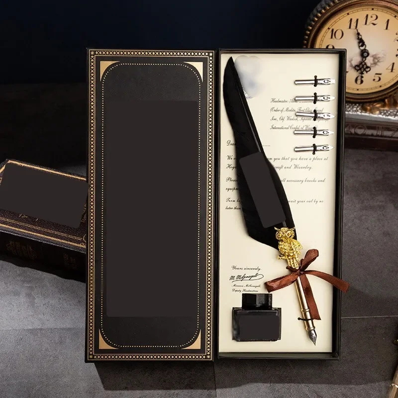 Set de Pluma de Pico de Ganso Vintage de Harry Potter con Caja de Regalo Decorativa, Regalo para el Día del Niño, Regreso a Clases, Cumpleaños