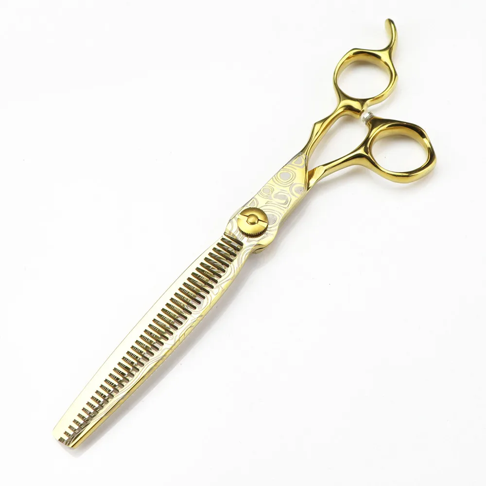 Professional 7 \'\' Gold Damascus Upscale scissor hair cutting scissors thinning barber tools haircut shears Hairdressing scissors