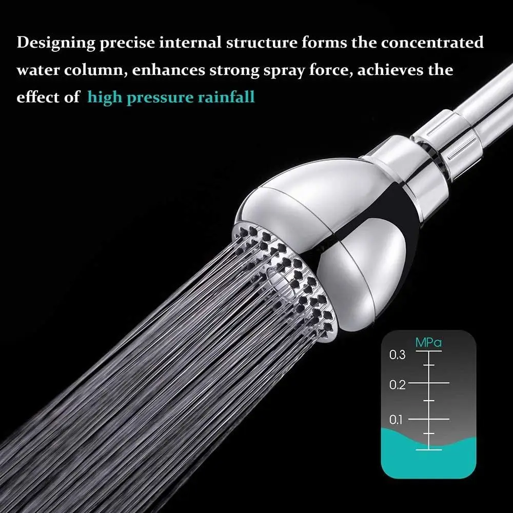 Silicone Nozzles Shower Heads Powerful Water Flow 360 Rotation Spray Shower Matte Black Rustproof Rain Shower Head Bathroom Use