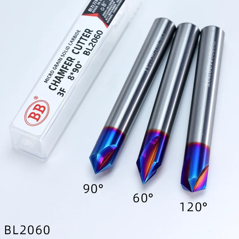 Imagem -06 - Bb-chanfro Fresa Carboneto de Canto Escareador Chanfrar Moinho Rebarbar Bordas v Grove Router 60 90 120 Graus Flautas