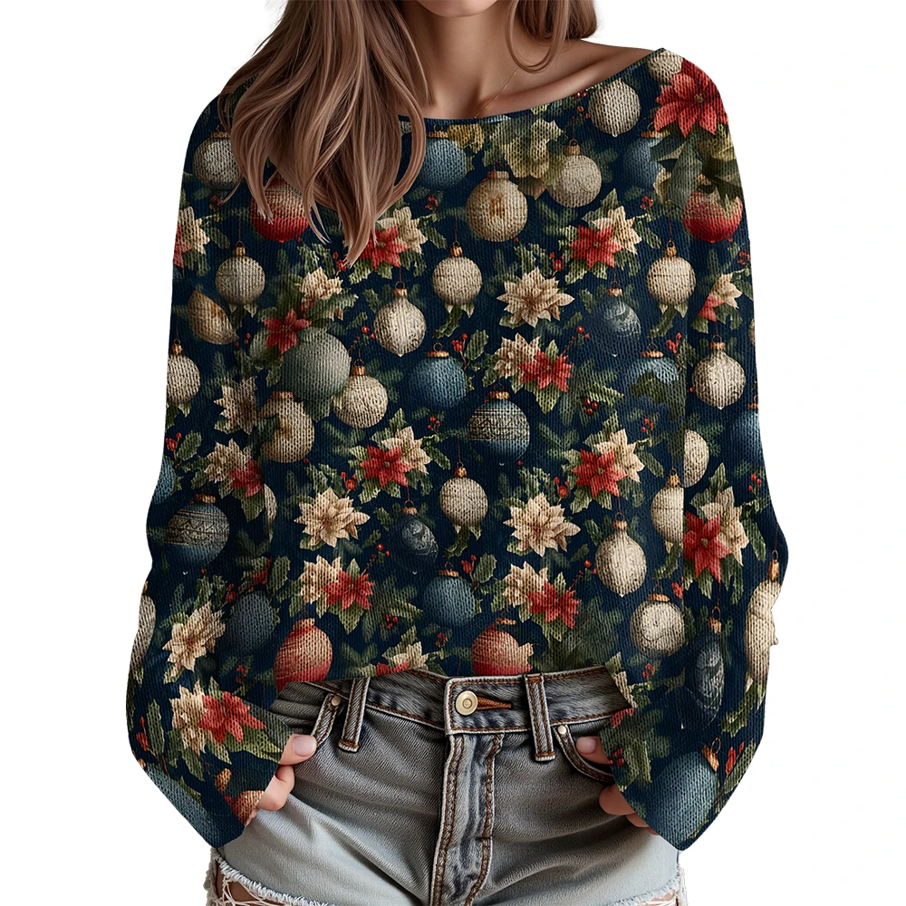 ملابس نسائية زهرية سترة بأكمام طويلة سترة نسائية مع الترقوة المكشوفة سترة أنماط الأزهار الاستوائية #3