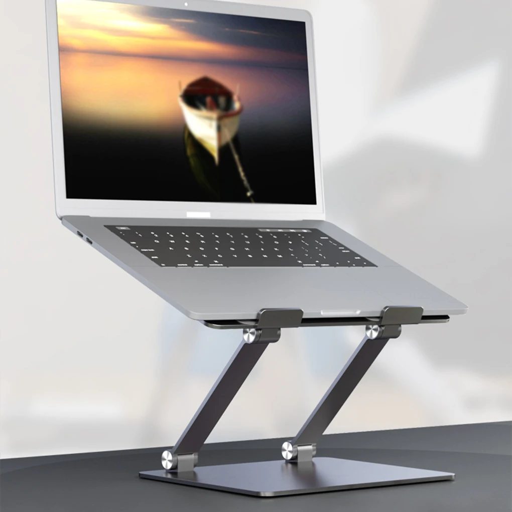 Laptop Stand Desktop Alloy Anti-Skid Holder Base Universal Adjustable Space-Saving Stable Cooling Bracket School  Silver