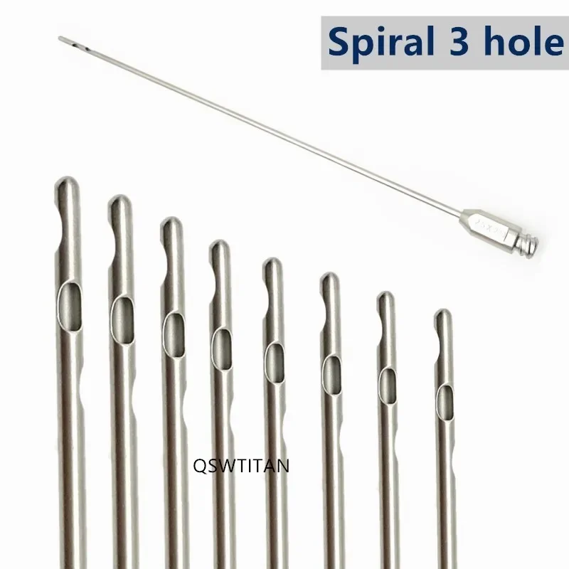 Spiral 3 Hole Liposuction Cannulas Stainless Steel Facial Fat Transplant Needle Liposuction Cannulas