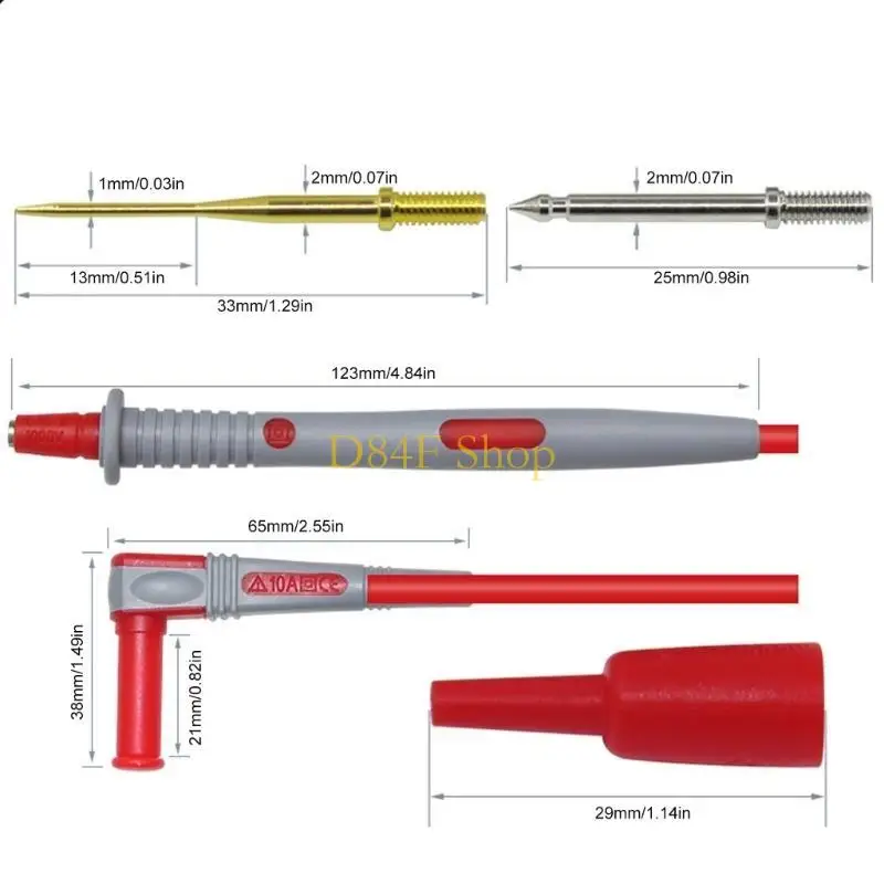 

D84F Reliable Multimeter Probes Temperature Resistant for Circuit Testing Maintenance