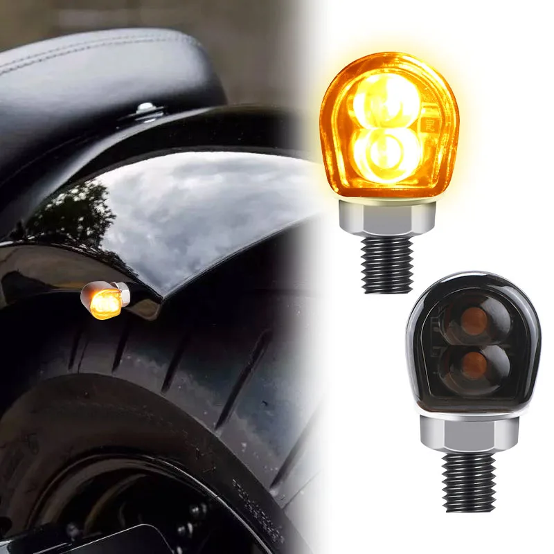 8Mm Mini Motorfiets Led Richtingaanwijzers Knipperlichten Amber Flasher Signaallamp Intermitentes Moto 12V Voor Cafe Racer