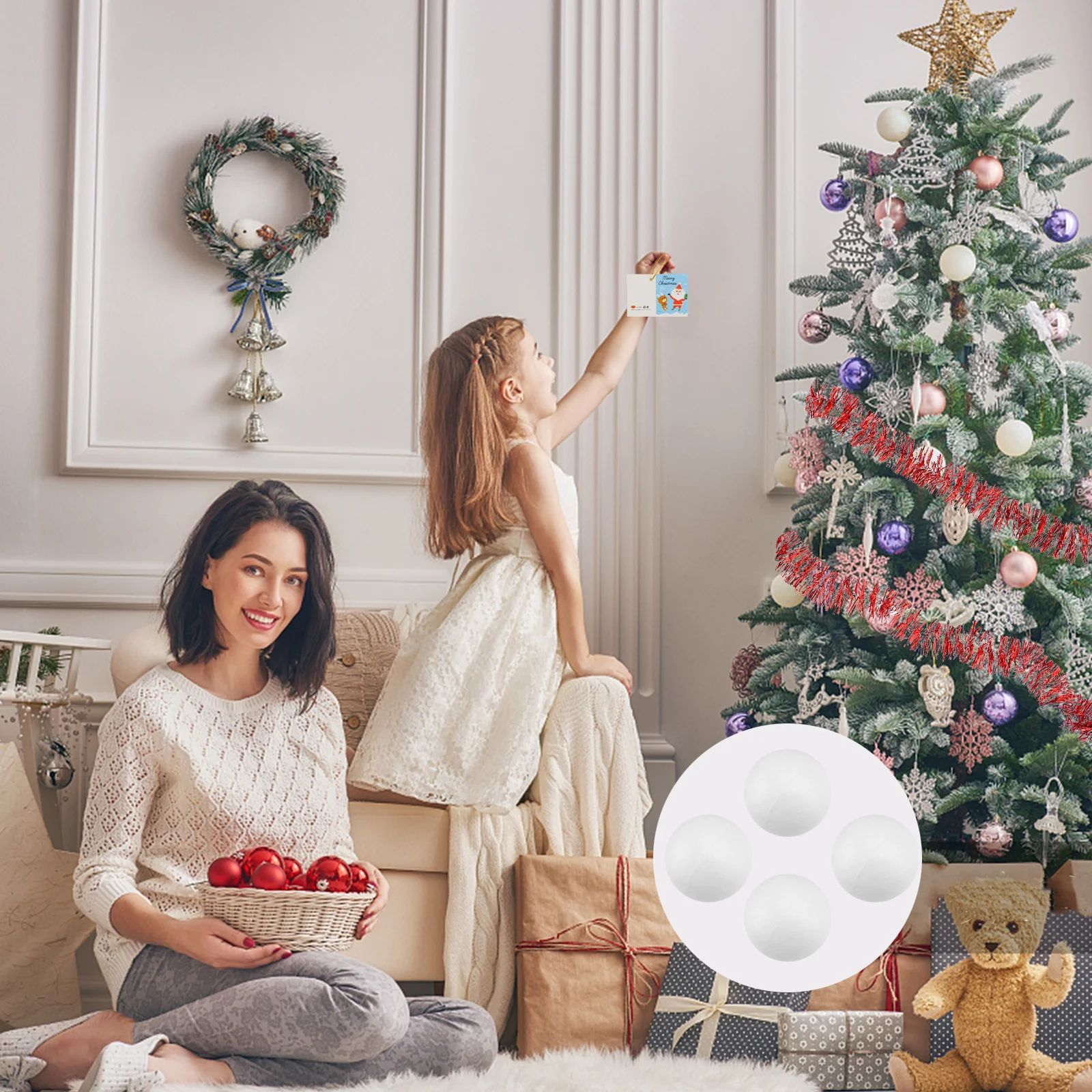 

10Pcs White Solid Polystyrene Balls 6cm Diameter Christmas Craft Decoration DIY Painting Sphere Xmas Ornaments