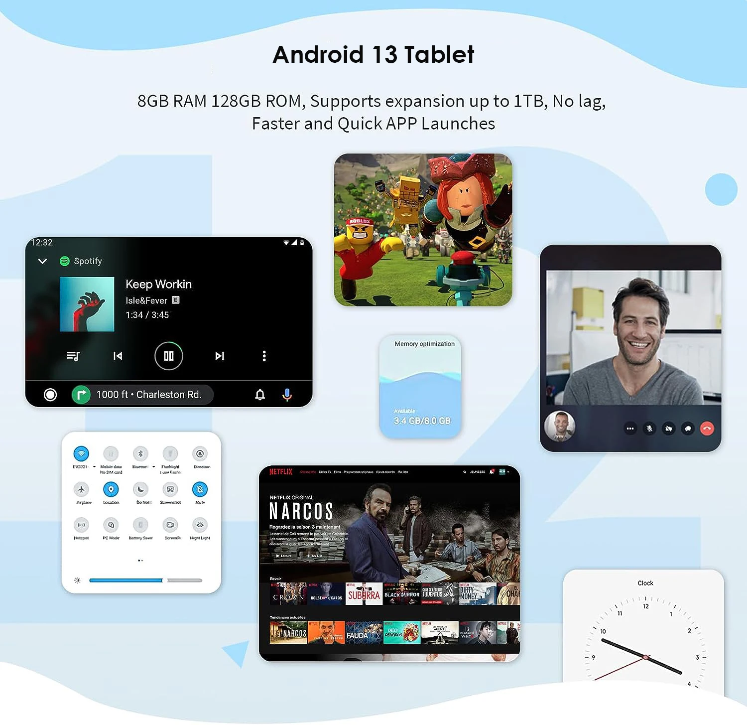 Tableta PC con Android 13, Tablet con pantalla IPS de 2024 pulgadas, 10,1x1280, 8GB, 800 GB, WiFi, GPS, regalo, almohadilla de aprendizaje, nueva versión Global, 256