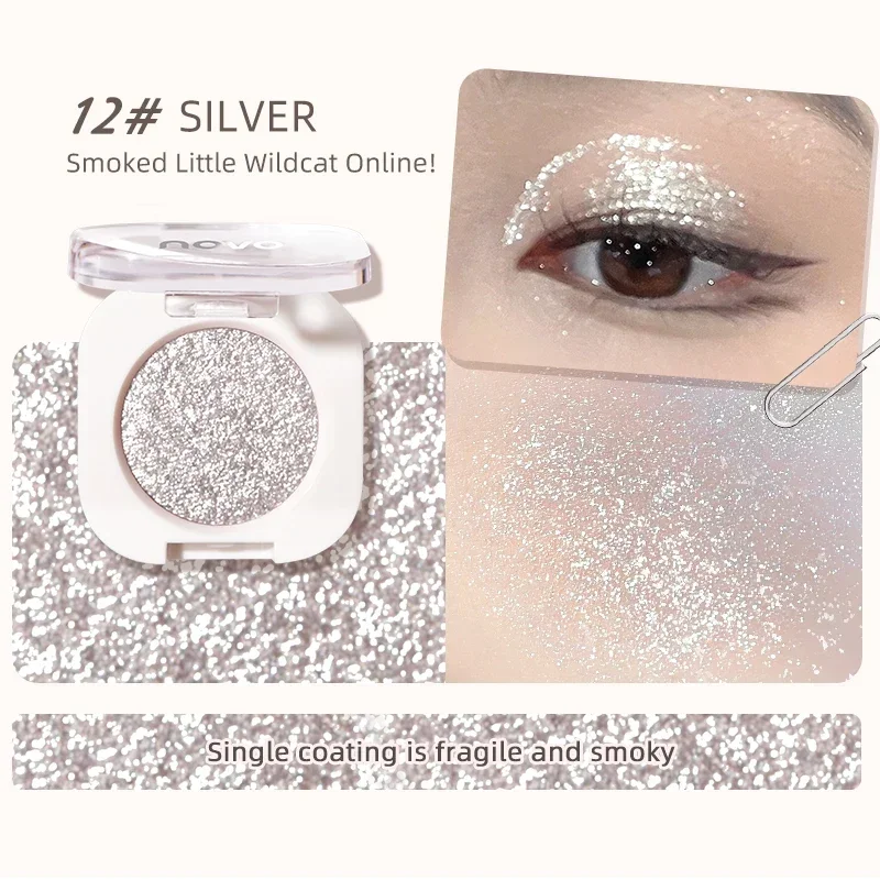 Diamant Zilveren Oogschaduw Blijvende Waterdichte Monochrome Glanzende Oogmake-Up Palet Glinstert Matte Grijze Roze Bruine Oogschaduw Cosmeti