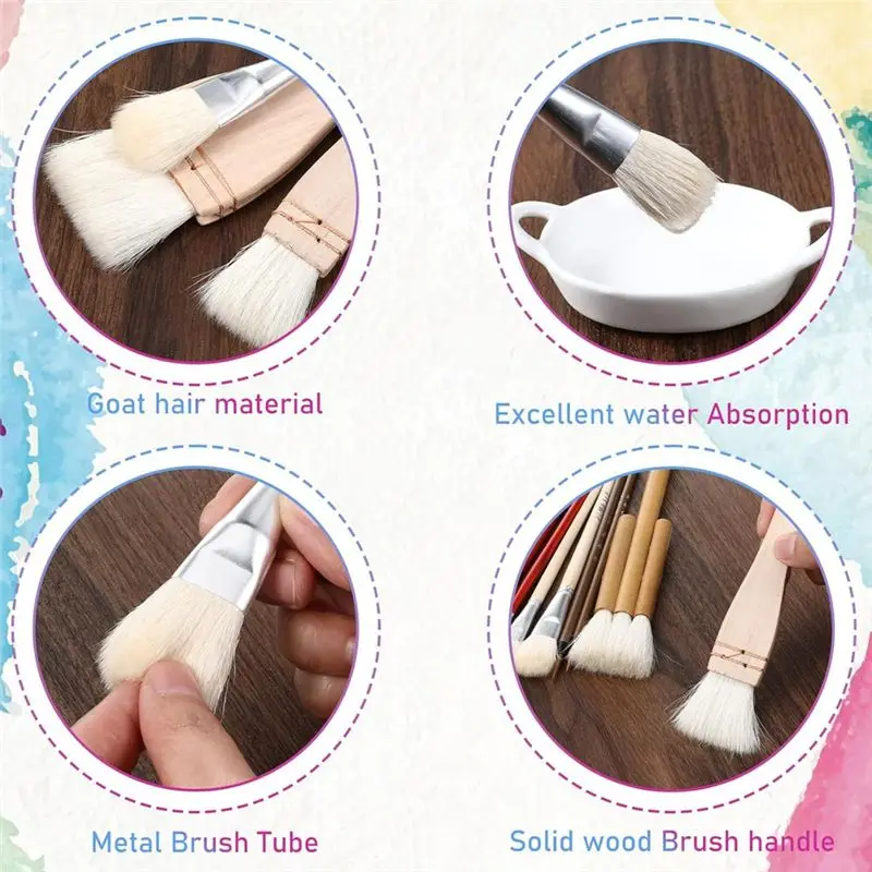 Glaze Brushes For Pottery Wool Bristle Art Paintbrushes For Acrylic Blending Watercolor For Artists Students