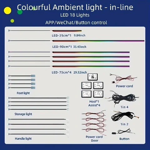 30-в-1 Светодиодная лента для автомобиля Symphony с RGB-подсветкой, 128 цветов, универсальная, акриловая подсветка с эффектом симфонии, атмосферная лампа.