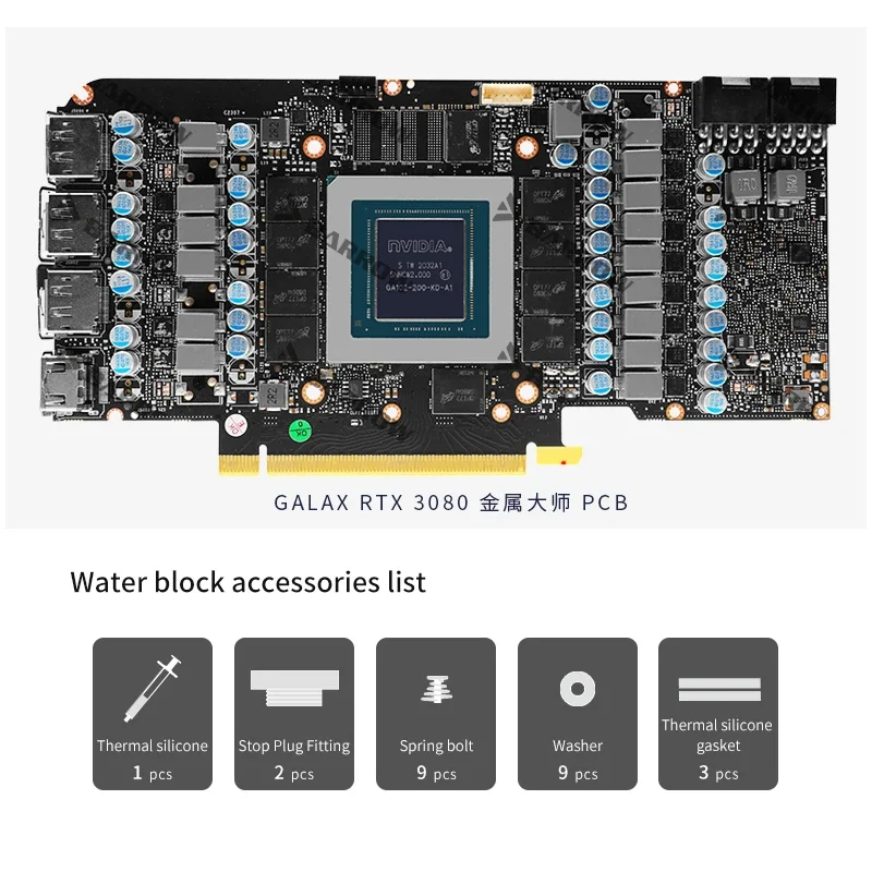 BARROW BS-GAM3090-PA2/Water Block Use for Galax/Gainward RTX 3080 TI 3090 OC Reference Edition GPU Card Copper Radiator Block 5V