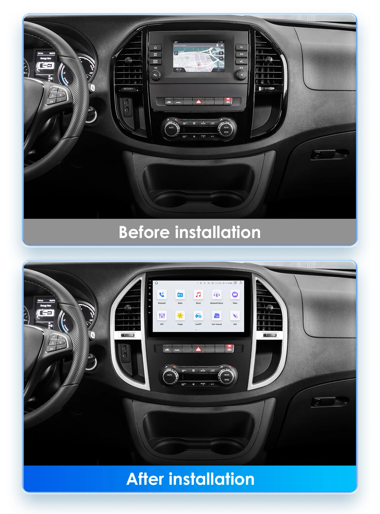 Android Radio For Mercedes-Benz Vito W447 2014 - 2020 Car Video Multimedia Player Stereo Navigation GPS 5G WIFI Smart Intelligent Systems IPS Touch Screen Stereo Video Player 2 Din Autoradio HeadUnit Navigation BT GPS 4G WIFI FM AM DSP RDS SWC 360 Camera