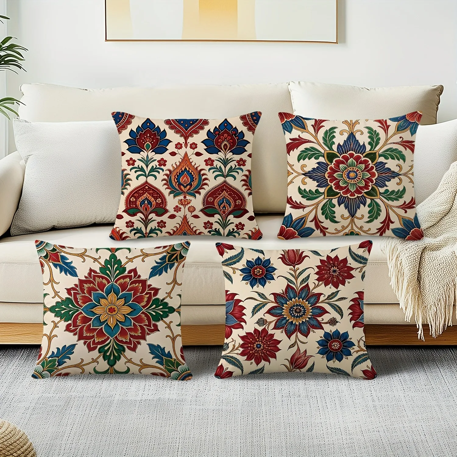 Vintage Floral Paisley Pattern Pillow CoversLiving room sofa cushion cover, soft and comfortable, bedroom room decoration