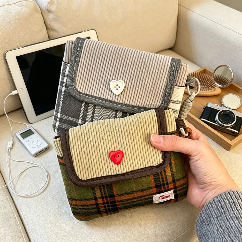 Color-Matched Checkered Item Storage Bag, Auntie Bag for Storing Sanitary Napkins, Student Card Pocket Bag with Handle