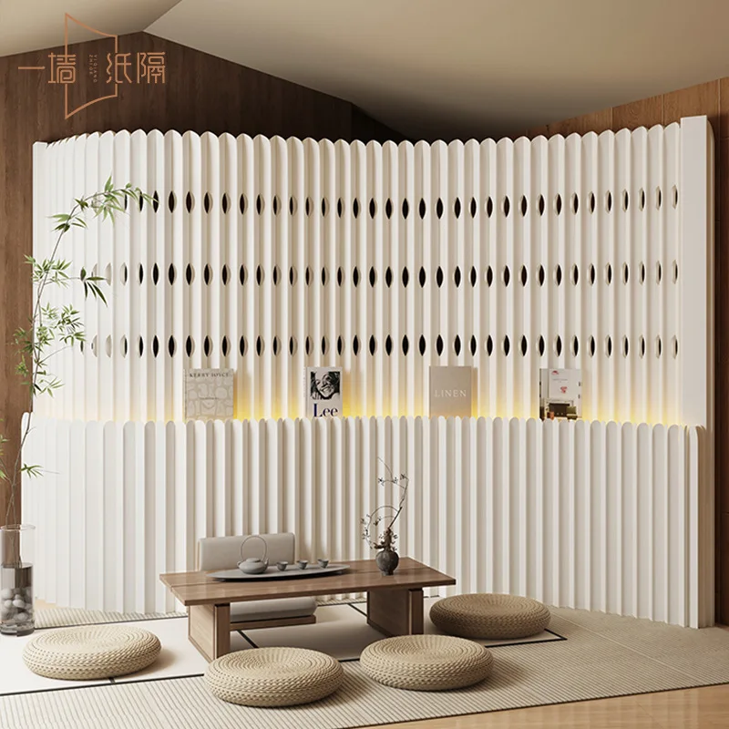 Luminous round hole paper screen partition storage wall, office screen partition folding self-installation