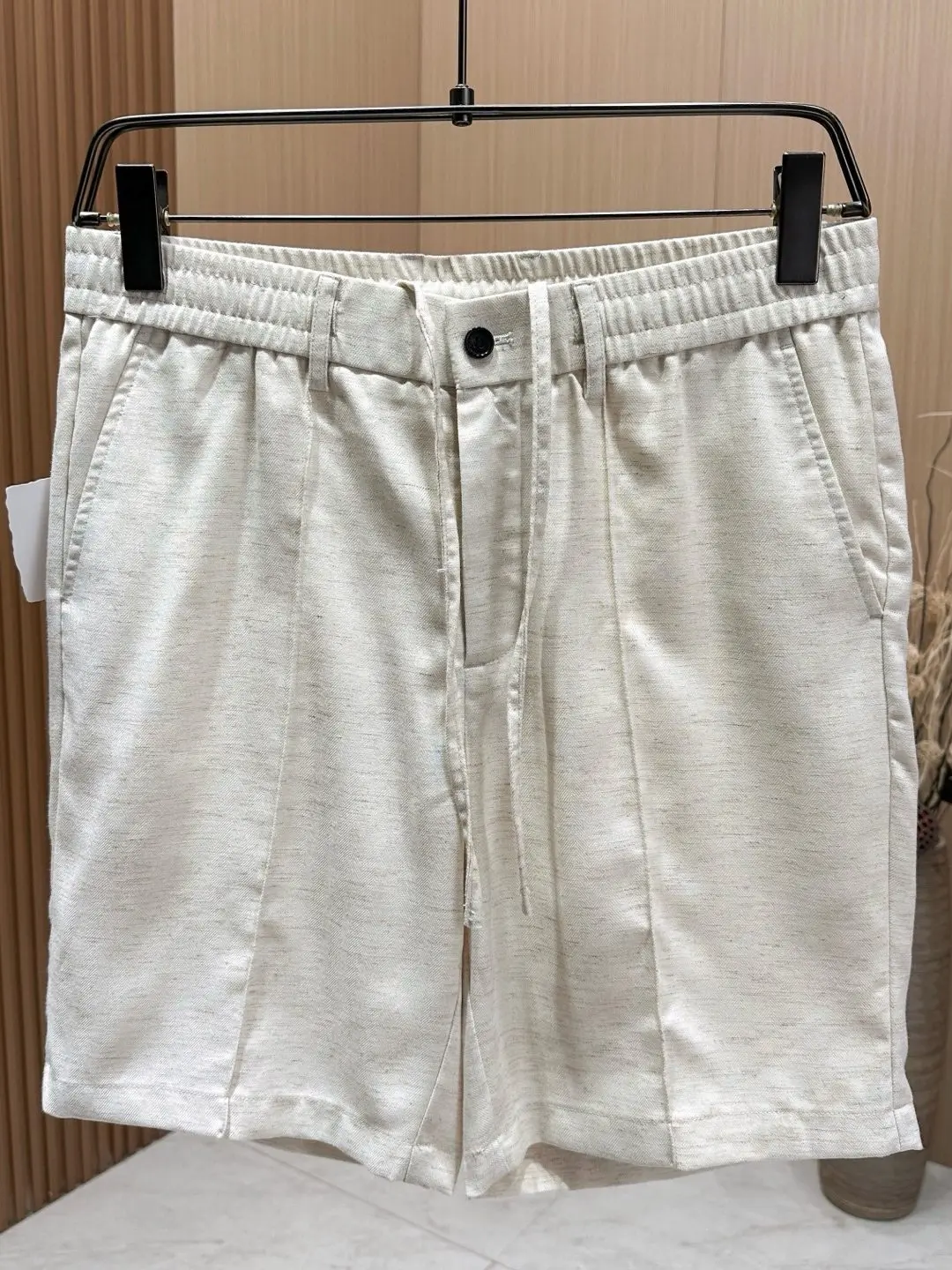BC old money style summer linen-blend mid-waist straight men's business casual shorts