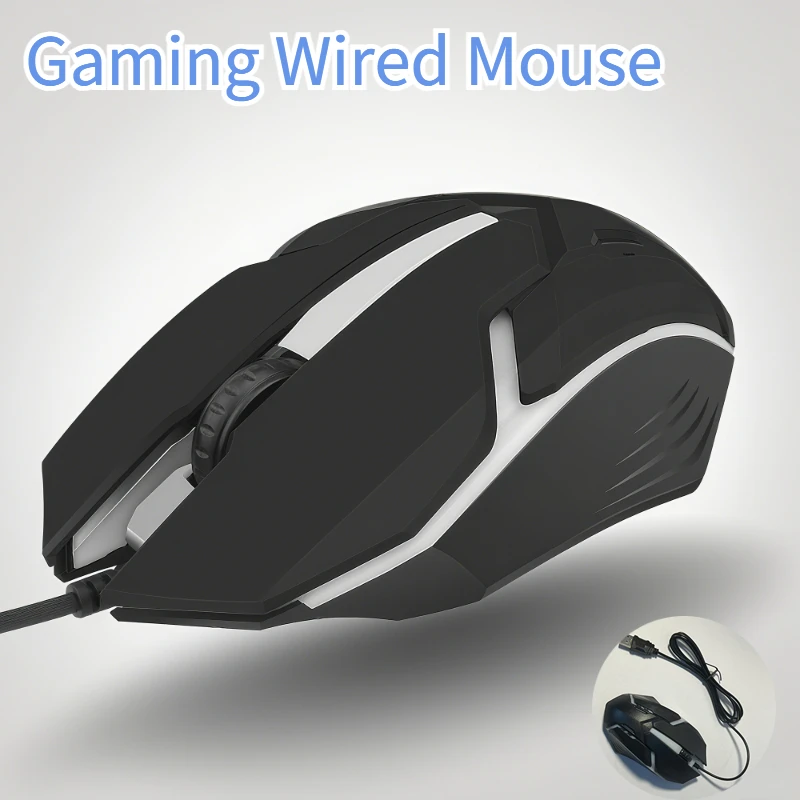 USB Wired Mouse LED Colorful Luminous Button Gaming Mouse For PC Gamer Computer Desktop Laptop Mice DPI1200 RGB Ergonomic Mouse
