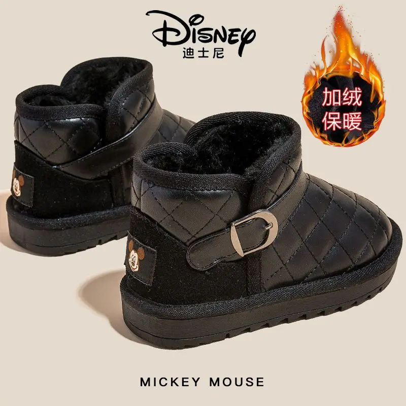 Disney dziecięce buty zimowe dziecięce bawełniane antypoślizgowe ciepłe chłopięce zimowe śniegowce myszka Mickey czarne beżowe buty