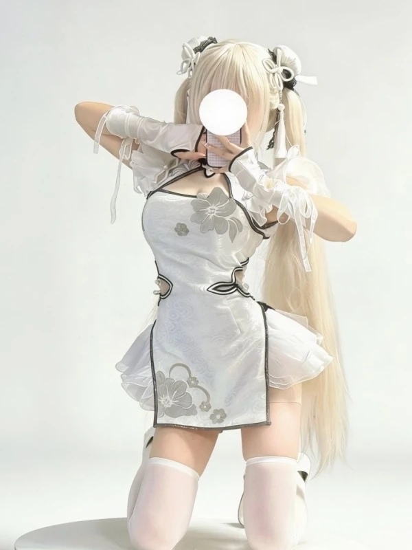 

Summer New Chinese Style Cos Set Fashion Sexy Hollow out Dress with Cake Skirt Two Piece Set Women's Clothing Floral Pattern