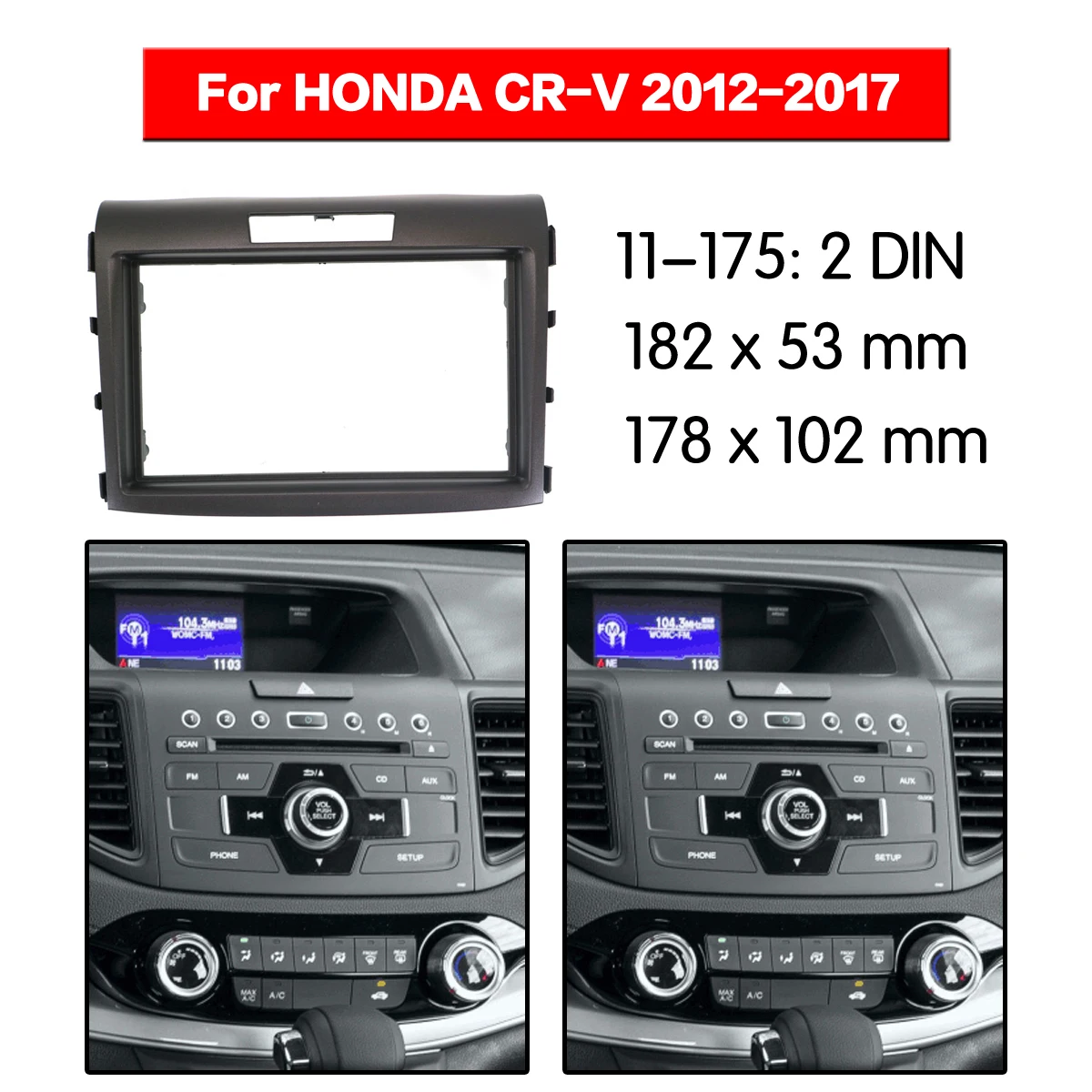 For HONDA CR-V 2012-2017 car model 2DIN Car Accessories of Fascia Panel Stereo Installation Kit Center Console Trim