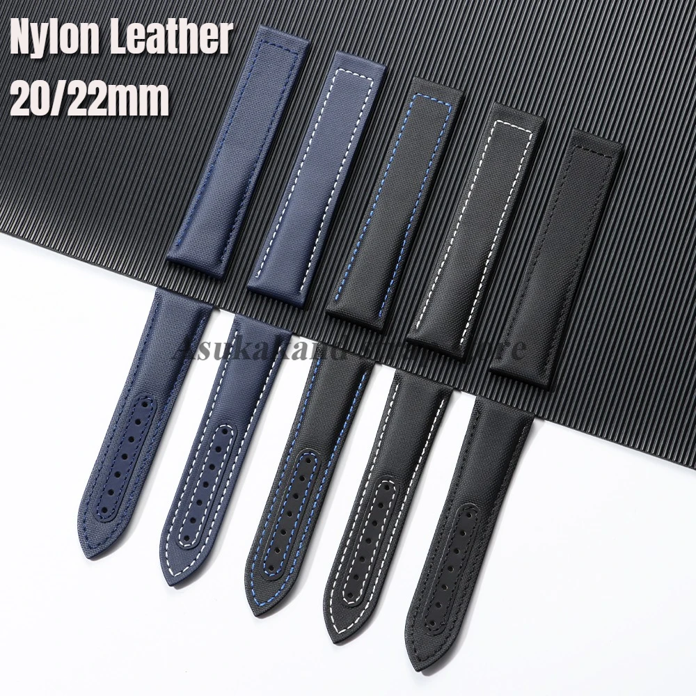 ナイロン + レザー時計バンドオメガ時計ストラップ用シーマスター 300 AT150 ストラップユニバーサルキャンバス男性 20 ミリメートル 22 ミリメートルブレスレットセイコー