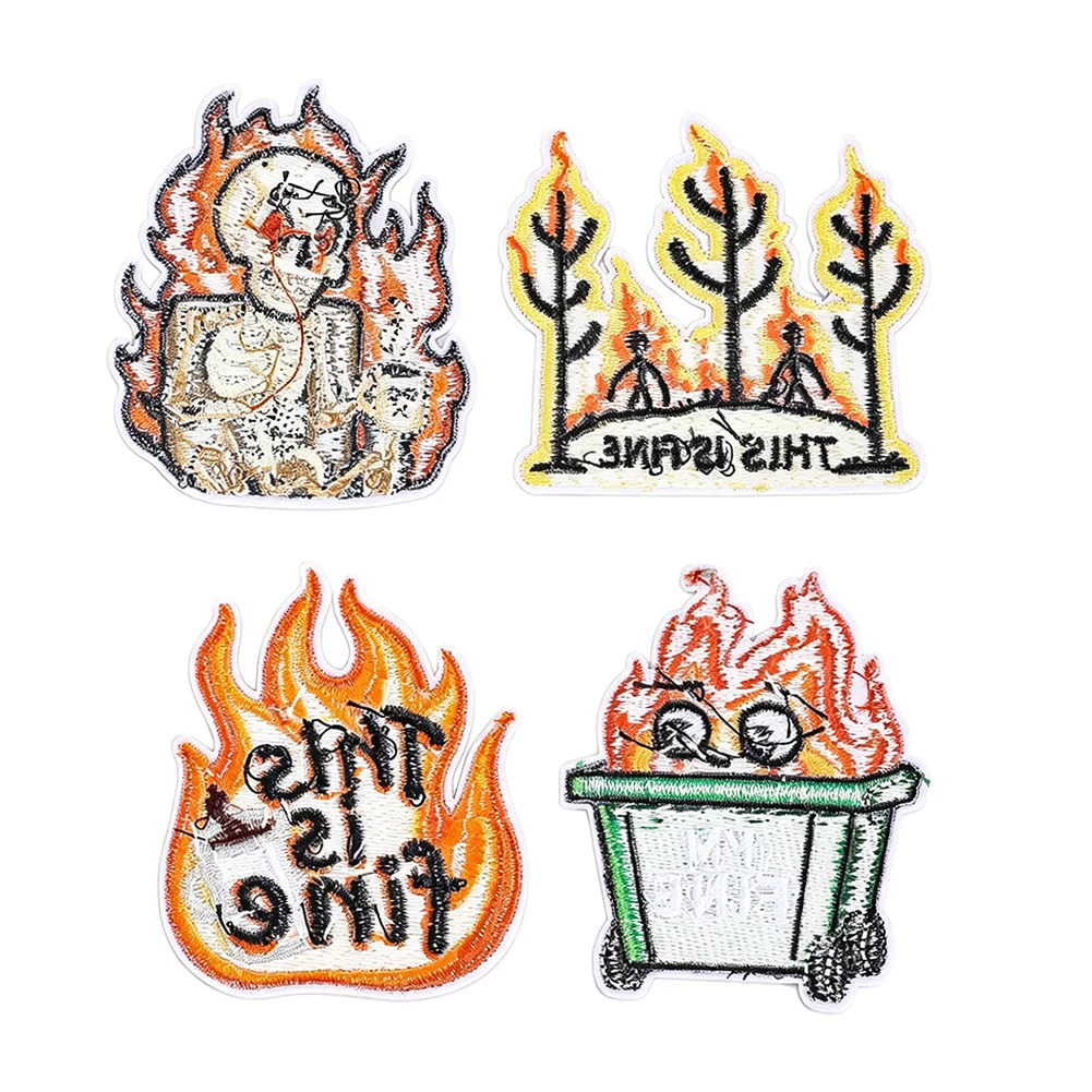 Trendige Aufbügel-Stickereien mit Flammenmuster, modische Deko-Patches für Jeans, Jacken, Rucksäcke, tägliche Verzierung – Detail 2
