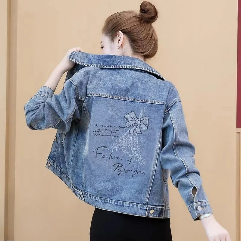 

Женская свободная короткая джинсовая куртка весна-осень 202, модный топ в корейском стиле, идеально подходит для миниатюрных девушек, уличный стиль