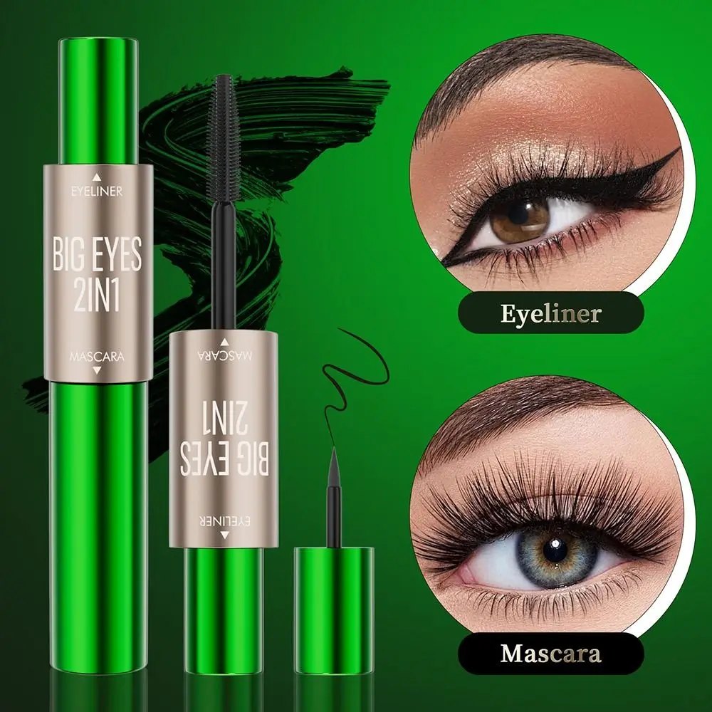 

2 in 1 Black Mascara Eyelashes Lengthening Thick Mascara Setting Cream Long-lasting Non-blooming Eyeliner Liquid Pen