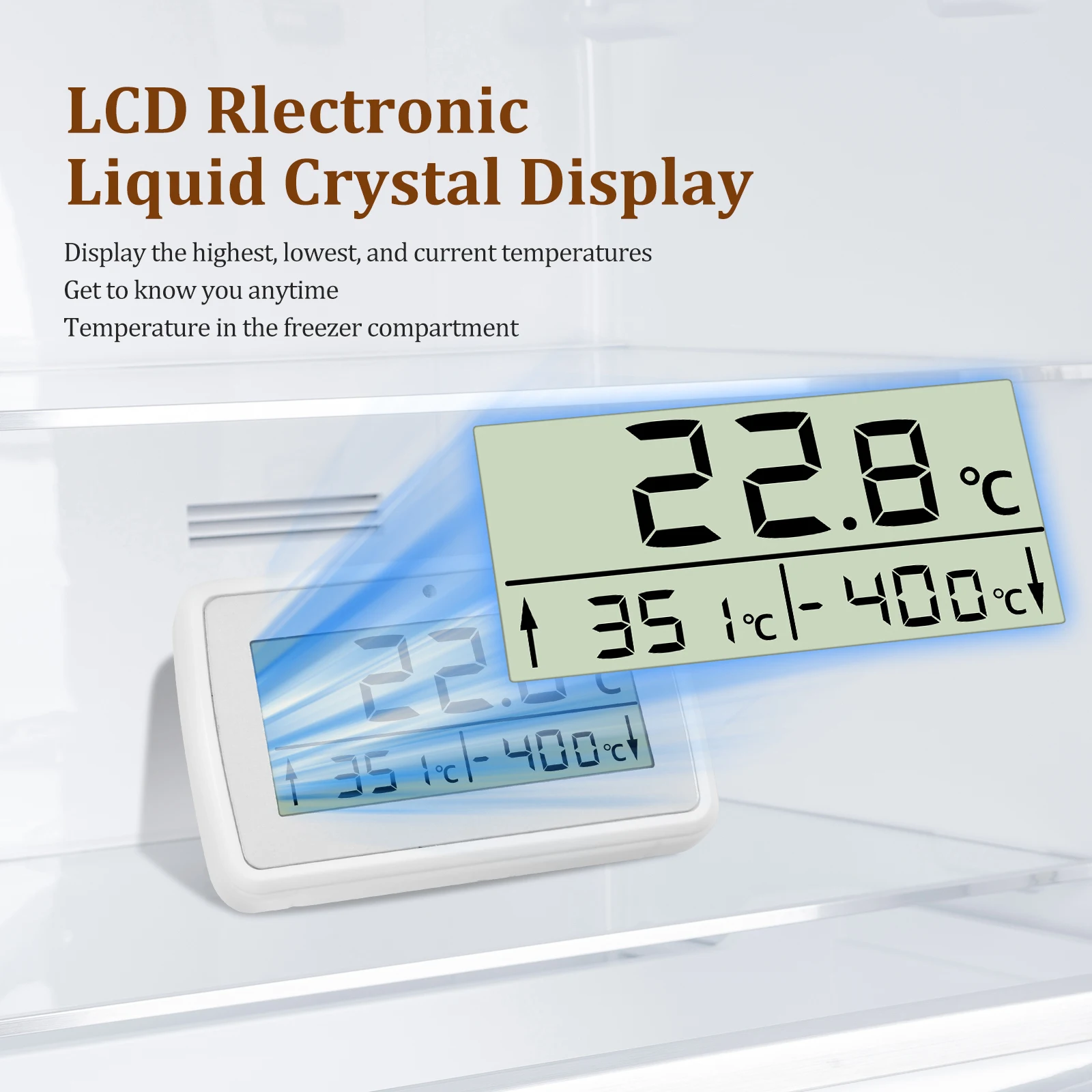 Refrigerator Thermometer with LCD Display Alarm Household Temperature and Humidity Mete Waterproof Freezer Fridge Suspension