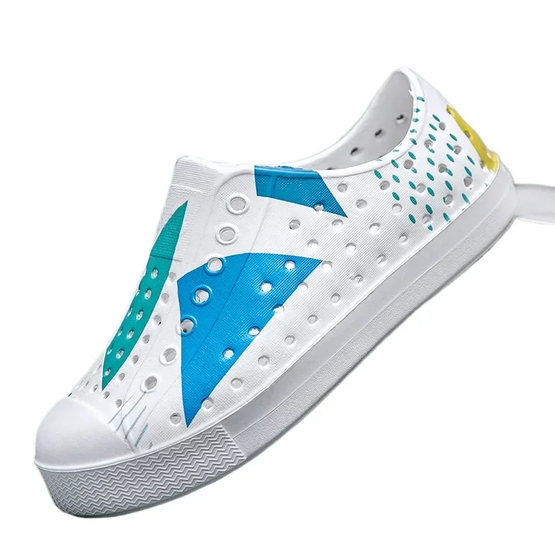 Boys Outdoor Breathable Hollow - Out Rain Shoes Style Geometric Gradient Colored Girls New Summer Children's Beach Crocs Casual