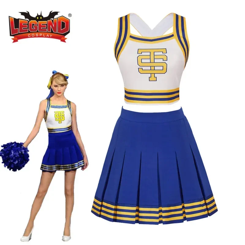 

Taylor Cosplay Shake It Off Cheerleader Uniform Swift Costume High School Cheerleading Crop Top with Mini Skirt Halloween Ou$0$k