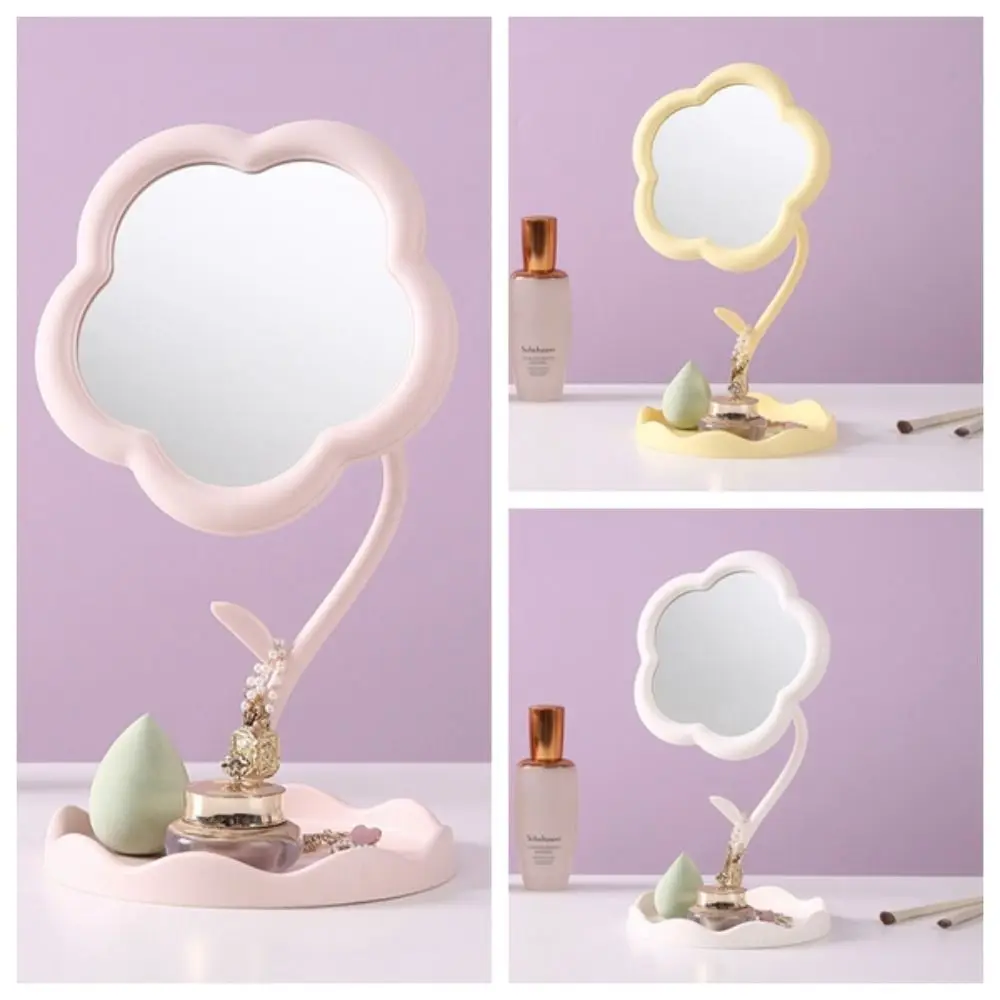 

Cute Sunflower Shaped Dressing Mirror Classic High-definition Desktop Makeup Mirror Detachable 360 Degree Rotation Table Mirror