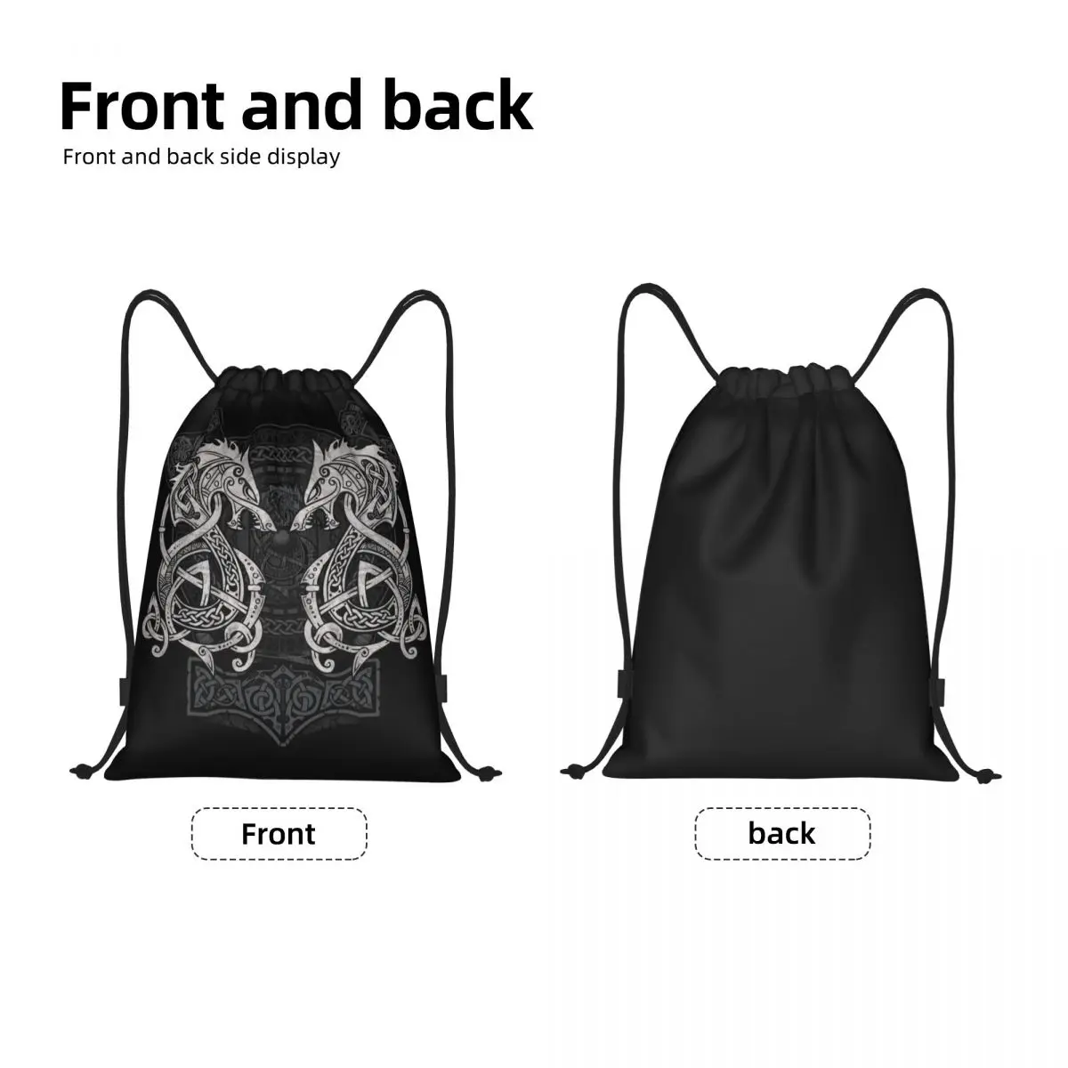 Fighting Fenrir Viking Nordic Monster Wolf Drawstring Backpack Bags Men Women Lightweight Gym Sports Sackpack Sacks for Shopping