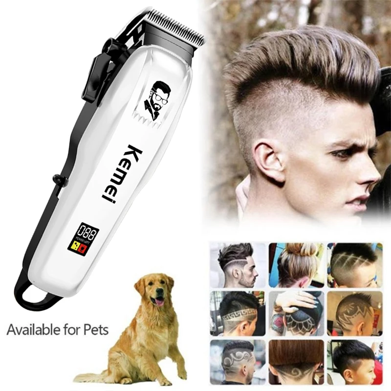 Kemei Hair Trimmer Electric Hair Clipper Professional Barber Cordless Trimmer Hair Clippers for Men USB Rechargeable LCD Display