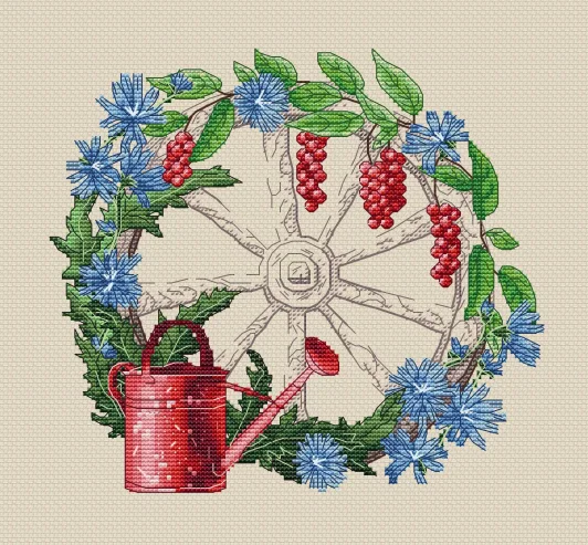 11CT/14CT DIY Embroidery Cross Stitch Kits Craft Needlework Set Canvas Cotton  8-currants on wheels and jugs 31-29