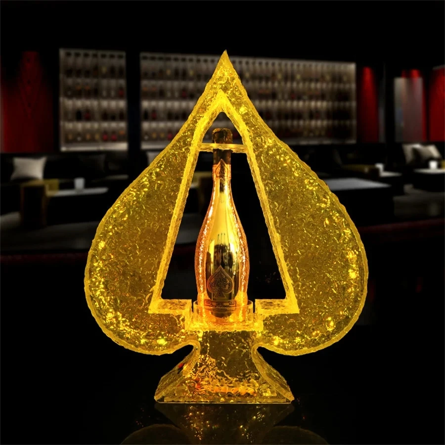 Ice Rock Acrylic LED Lighted Rechargeable Ace of spades Vip XO Wine Rack Glorifier Champagne Bottle Service Presenter Display